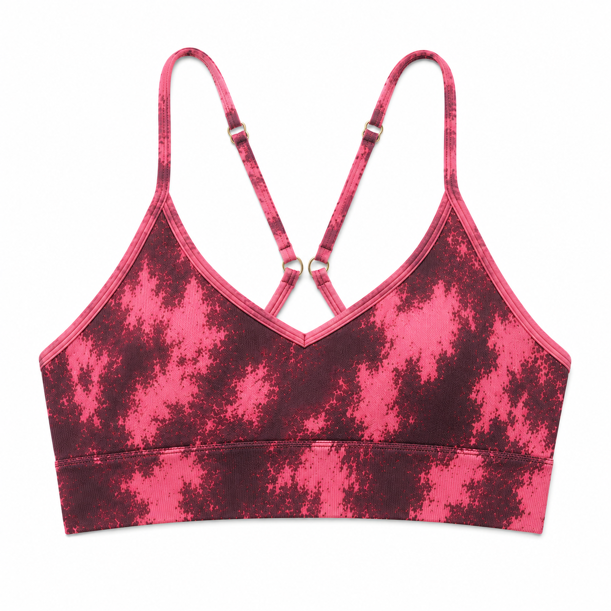 Seamless Pink Tie-Dye Sports Bra