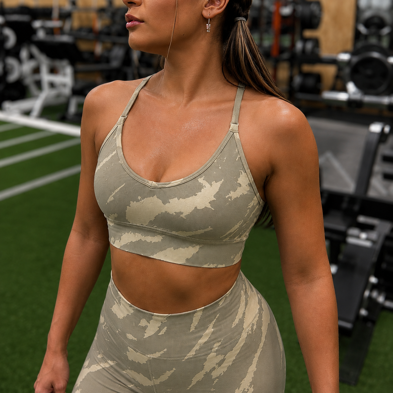 Seamless Camo Yoga Workout Top